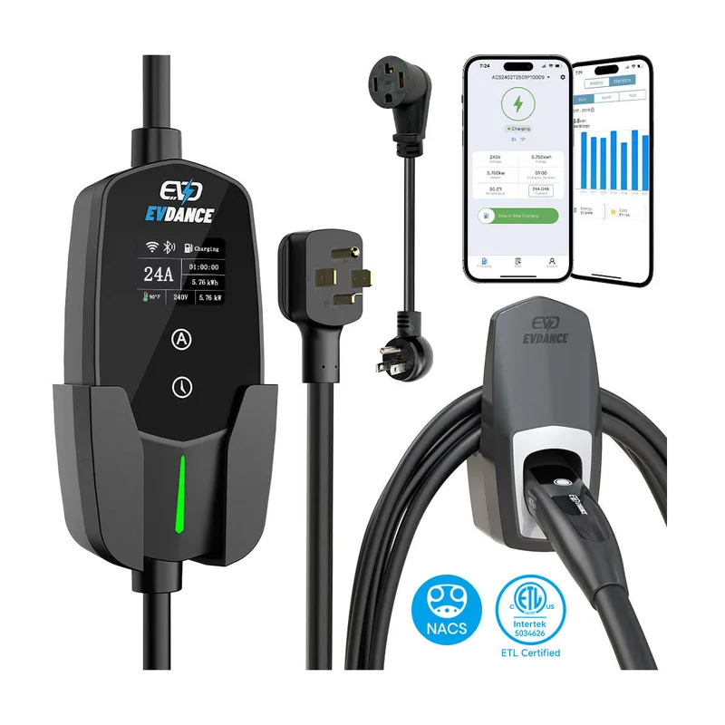 Manufacturer photo of the EVDANCE Level 2 NEMA 14-30 24A NACS Portable EV Charger